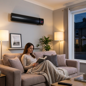 Radiateur électrique radiant ELCON ARH-30R 3000W à ondes longues, en aluminium noir, télécommandé, avec affichage numérique et protection contre la surchauffe 28 - Product Image 4