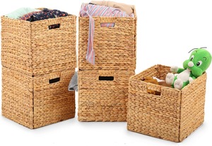 Vietnam <b>Foldable</b> Handwoven Water Hyacinth Eco-Friendly Multifunctional Storage <b>Baskets</b> Set 3 Craft Supplies <b>Laundry</b> Organizer - Product Image 3