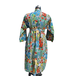 ชุดเดรสกิโมโนผ้าฝ้ายสำหรับผู้หญิง, ชุดเดรสใส่เดินชายหาดเปิดด้านหน้าสำหรับใส่ในฤดูร้อน - Product Image 5