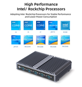 كمبيوتر مدمج صغير بدون مروحة مع ذاكرة SSD سعة 128 جيجابايت ومنفذ VGA وRS232 وذاكرة وصول عشوائي اختيارية 4 أو 8 جيجابايت للخوادم السحابية والتحكم الصناعي والحوسبة المكتبية - Product Image 2