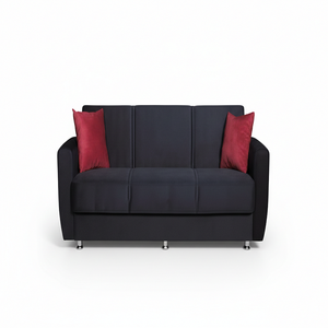 Sofá Cama Estilo Europeo, Tapicería de Tela, Extensible, Portátil, Convertible, Estructura de Madera Maciza, Mecanismo de Clic Clac con Almacenamiento - Product Image 1