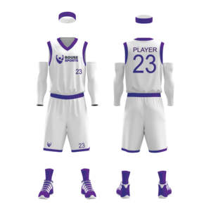 Conjunto de Uniforme de Baloncesto Personalizado al por Mayor, Jersey y Pantalones Cortos Sublimados para Hombre y Niño, Ropa Deportiva Transpirable de Secado Rápido con Logotipo - Product Image 3