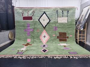 Vert pistache touffeté Beni Ourain tapis Unique marocain tapis personnalisé Boho géométrique à la main confortable Funky tapis prix de gros - Product Image 4