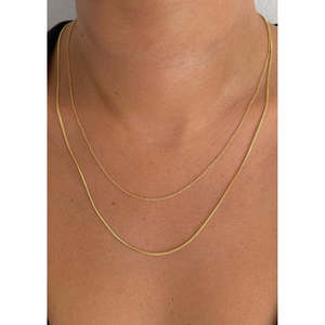 Colliers superposés unisexes en or massif 14 carats, micro-chaîne rolo et chaîne maille forçat, avec fermoir mousqueton, style empilable pour un look élégant ! - Product Image 3