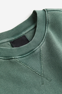 Sudadera de talla grande de alta calidad para hombre, sudadera de gran tamaño con cuello redondo de algodón 100% verde azul lavado con ácido - Product Image 2