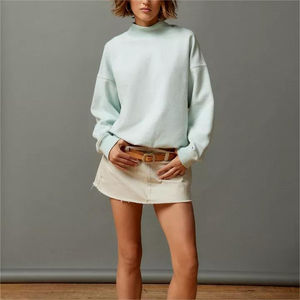 เสื้อสเวตเตอร์สวมหัวคอสูงแบบสตรีทแวร์ทรงหลวมผ้าฝ้ายหนาโอเวอร์ไซส์ - Product Image 3