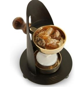 Quemador de carbón con mango de madera, quemador de incienso ajustable en altura, quemador de incienso ajustable de latón de venta rápida con soporte de hierro - Product Image 2