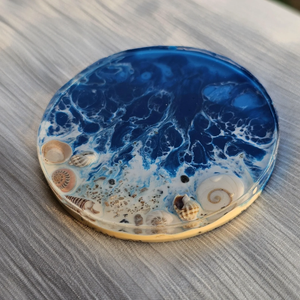 แผ่นรองแก้วไม้จริงเคลือบเรซิ่น ทนทาน ขัดเงา สไตล์คลาสสิก งานศิลป์ กันน้ำ สำหรับกาแฟ ไวน์ และชา - Product Image 6