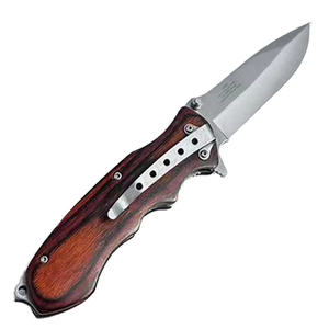 Nouveau gros de haute qualité personnalisable OEM manche en bois rouge couteau de chasse inoxydable tactique survie extérieur couteau pliant - Product Image 2