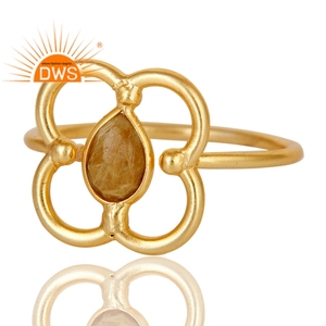 Anillo apilable de piedras preciosas de rutilo dorado Natural de plata de ley de último diseño, joyería para mujer, regalo para ella - Product Image 3