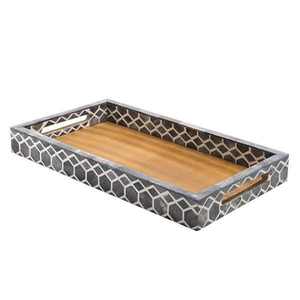 Nouveauté Plateau en bois au design moderne avec incrustation de nacre et d'os pour servir les aliments Décoration d'intérieur pour le plateau de service du Ramadan - Product Image 2