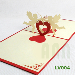 Carte de vœux 3D pop-up Cupidon, finition mate, en papier traditionnel, souvenir du Vietnam, découpée, pour la Saint-Valentin, l'amour et les anniversaires - Product Image 4