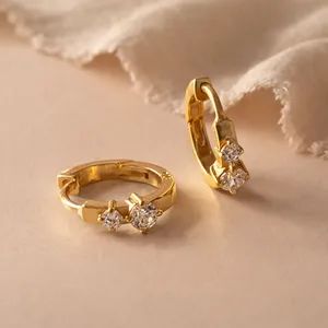Duo Diamond Mini <b>Huggie</b> <b>Earrings</b> - Product Image 4