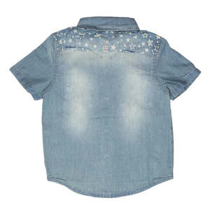 Camisa de Mezclilla de Manga Corta para Niños - Azul Claro - Product Image 2