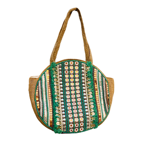 Bolso de playa hecho a mano de yute elegante grande de la mejor calidad con borla de Pompón, accesorios de moda para mujer con cierre de cremallera - Product Image 6