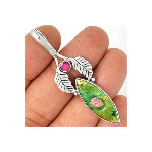 Hermoso colgante de piedras preciosas fucsia con forma de marquesa de Plata de Ley 925 lindo para regalo de cumpleaños proveedor al por mayor OEM ODM - Product Image 1