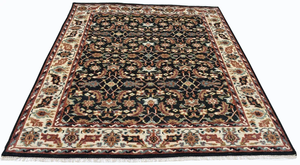 Tapis de salon moderne OEM, fait main en coton et laine, noir, rectangulaire, motif Oushak floral, antidérapant, poils moyens, direct - Product Image 5