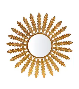 골드 도금 벽 거울 소박한 금속 사용자 정의 조류 깃털 디자인 액자 우아한 벽 거울 홈 액세서리 분지 거울