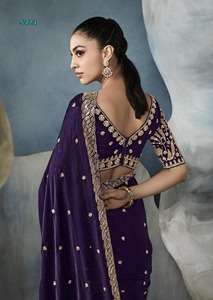 Sari de Seda Pura con Bordado a Mano de Lentejuelas, Moti y Hilo, Diseño Exclusivo con Borde y Trabajo Butti, Ideal para Fiestas - Product Image 3