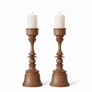 Portavelas de Madera Natural Hechos a Mano con Pedestal Tallado en Espiral para Decoración Rústica del Hogar - Product Image 4