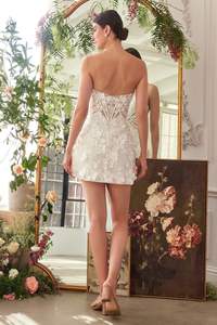 Vestido de Cóctel Tipo Tubo de Tela de Red con Lentejuelas y Cuentas, Color Marrón, con Hombros Descubiertos y Decoración de Cristales para Fiestas y Eventos Formales - Product Image 6