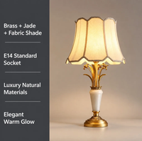 Lampe de table en laiton, cuivre massif, style moderne américain, abat-jour en tissu, pour salon, chambre, hôtel, décoration de chevet de luxe