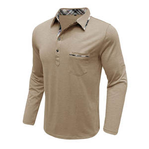 Chemise à manches longues avec poche, décontractée, unie, en coton mélangé, coupe tombante, col chemise, chemises tendance, manches longues, bouton, coton avec poche - Product Image 1