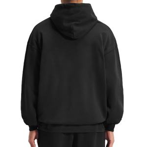 Sweat-shirts pour hommes en coton 100% personnalisables, couleur noire unie, lavés, pour l'hiver, en molleton, avec impression brodée, respirants, séchage rapide, pour l'extérieur, 260g - Product Image 3