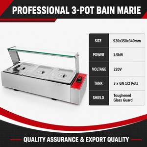 เครื่องอุ่นอาหารแบบ Bain Marie 3 ช่อง ยี่ห้อ Commercial Electric สำหรับร้านอาหาร โซเชียลเฮาส์ และสถานีซอสในครัวกลาง - Product Image 6