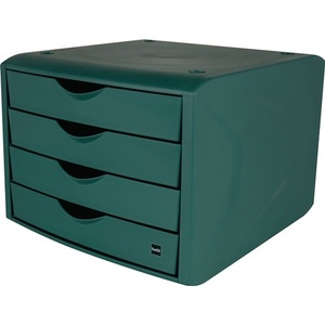 4 Green <b>Drawers</b> with Stop H215 X W265 X D332mm HELIT Desktop & <b>Drawer</b> Organizer - Product Image 1