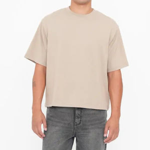 Venta al por mayor de los hombres de manga corta de retazos personalizados letra impresa transpirable ecológico 100% algodón recortado Boxy camisetas Streetwear - Product Image 6