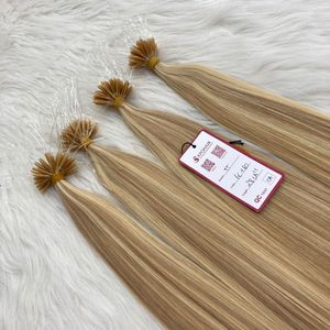 Extensions de cheveux humains vietnamiens de luxe 100g, à clips, avec ruban adhésif italien, double trame, plastique flexible, blond, nano anneaux, kératine - Product Image 2