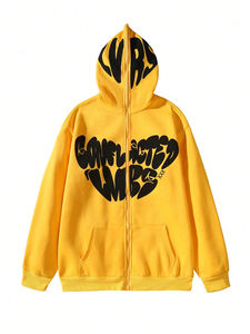 Sweat à capuche surdimensionné personnalisé à fermeture éclair intégrale pour homme, en coton mélangé, lourd, avec impression de logo en relief, prêt pour l'hiver - Product Image 2