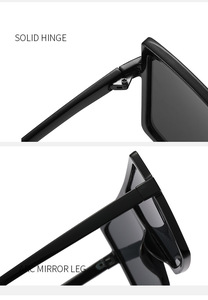 Lunettes de soleil carrées à monture en plastique pour femmes, style rétro, protection UV, usage quotidien - Product Image 2
