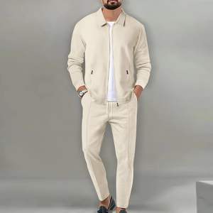Ensemble de survêtement unisexe en molleton technique de luxe en polyester/coton, logo personnalisé, ensemble 2 pièces, séchage rapide, respirant, pantalon de jogging - Product Image 4