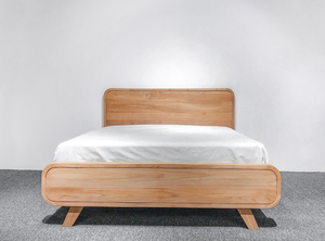 Cadre de lit en bois de teck massif avec coins arrondis et design minimaliste pour mobilier de chambre à coucher moderne dessus en bois de villa hôtel resort - Product Image 4