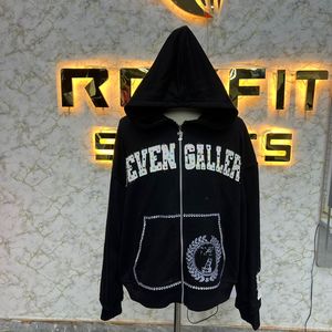 เสื้อฮู้ดมีซิปสีดำสำหรับผู้ชายใหม่2026เสื้อฮู้ดมีซิปพิมพ์ลายโลโก้ส่วนตัว - Product Image 1