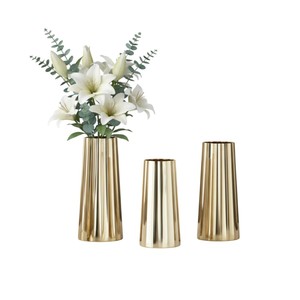 Unique Hammered Design <b>Tall</b> Table <b>Flower</b> Holder Decorative Gold Metal <b>Vase</b> Set For Home Decor & Events Elegant Metal <b>Flower</b> <b>Vase</b> - Product Image 2