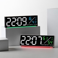 Huayang 6677 RGB Ambiente-Licht LED Digitaluhr Wand- und Tischuhr Doppelnutzung Doppelalarm Timer Temperatur Wochentag Datum Automatische Dimmung