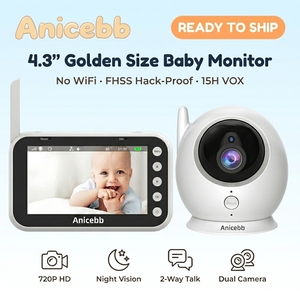 Moniteur vidéo pour bébé 4,3 pouces 720P sans WiFi, caméra de surveillance pour bébé sans fil 2,4 GHz sécurisée <span class=keywords><strong>avec</strong></span> vision nocturne, VOX et détection de température - Product Image 1