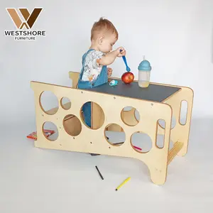 Kids Montessori Wooden Tower Learning Stool For Bathroom& Kitchen 2 In 1 Learning Tower Child Transparent Learning Tower