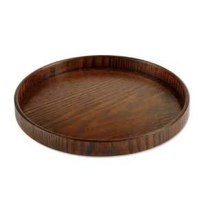 Assiettes rondes en acacia Plateau en bois Assiette ronde en bois pour sandwichs Snack Dessert Nettoyage facile Léger - Product Image 5