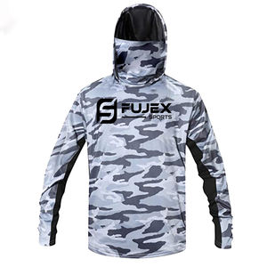 Sudadera con capucha de manga larga UPF 50 + UV para hombre personalizada 100% poliéster protección solar camisa de pesca suavidad Hoddies opciones de talla grande - Product Image 3