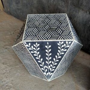 Mesa de centro con incrustaciones de hueso en forma hexagonal, muebles elegantes para sala de estar para uso doméstico, muebles con incrustaciones de hueso - Product Image 4