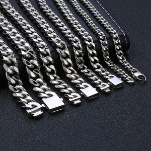 Collier <span class=keywords><strong>Miami</strong></span> Cuban à fermoir à ressort 6mm 8mm 10mm 12mm en acier inoxydable 316L, gravure laser de logo personnalisé, chaîne inaltérable pour homme - Product Image 6