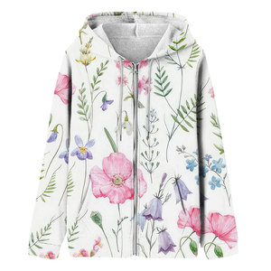 Sudadera con Capucha de Manga Larga para Mujer, de Tela de Rizo, con Estampado por Sublimación, Logotipo Personalizado en la Parte Delantera - Product Image 1