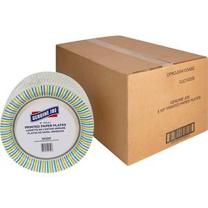 Genuine Joe 9 Inch Printed Paper <b>Plates</b> Assorted <b>Disposable</b> 125/Pack 4 Packs/Carton 500 <b>Plates</b> - Product Image 1