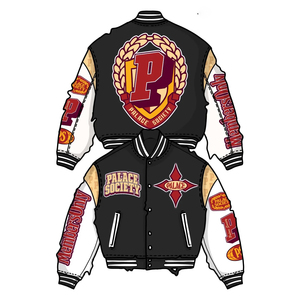 Bomber personnalisé de haute qualité en cuir avec manches chenille et broderie en laine Vestes de basket-ball Vestes de baseball Vestes universitaires de course d'université - Product Image 4