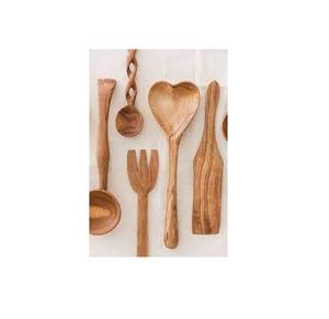 Serveurs à salade en bois cuillère fourchette couteau dîner ensemble de couverts couverts sûrs ensembles écologiques de 4 cuillères en bois Acasia à bas prix - Product Image 3