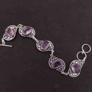 Pulsera de Amatista Hecha a Mano, Joyería de Plata de Ley con Piedras Preciosas para Mujer, Elegante Regalo de Piedra de Nacimiento de Febrero - Product Image 5